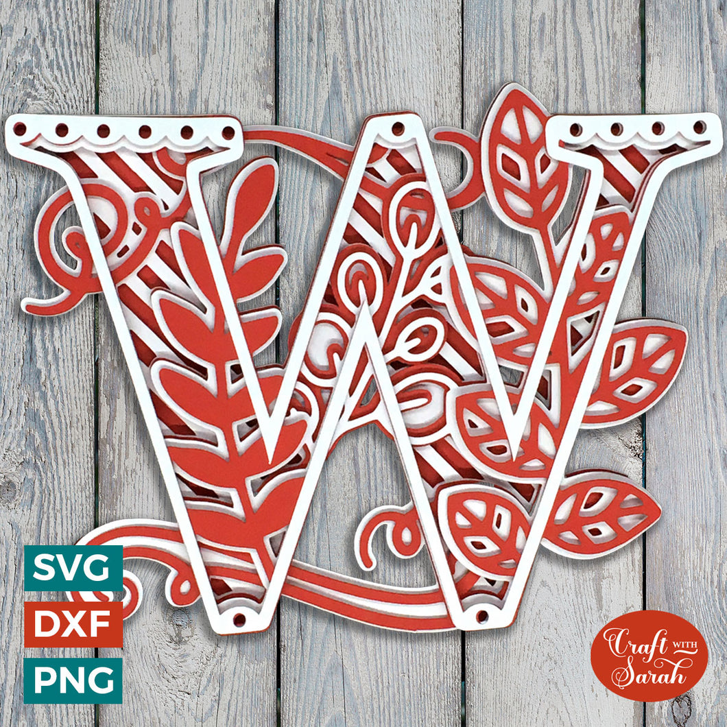 Letter W Layered SVG | 3D 'W' Letter Cutting File