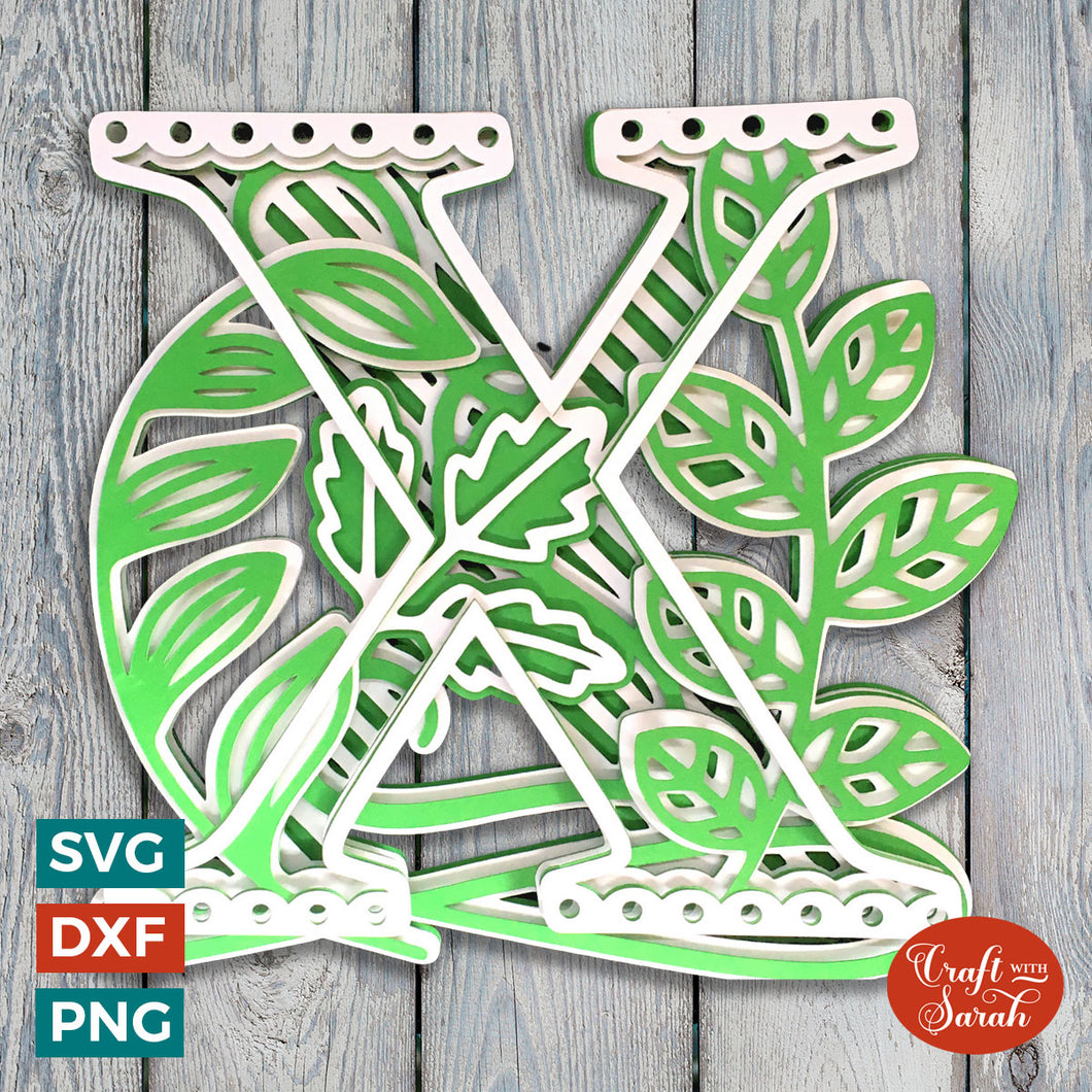 Letter X Layered SVG | 3D 'X' Letter Cutting File
