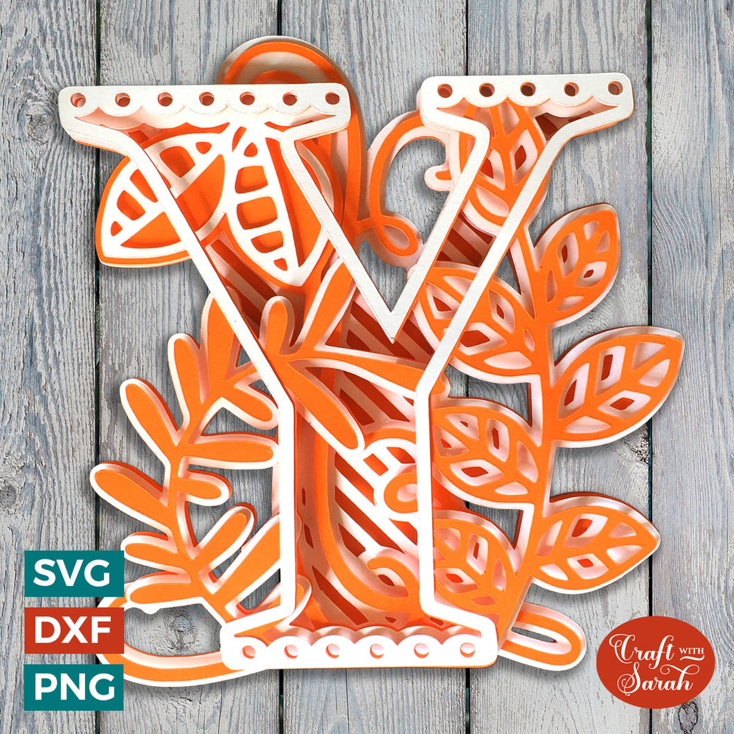 Letter Y Layered SVG | 3D 'Y' Letter Cutting File