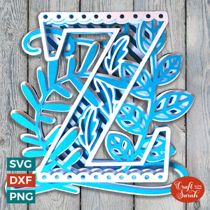 Letter Z Layered SVG | 3D 'Z' Letter Cutting File