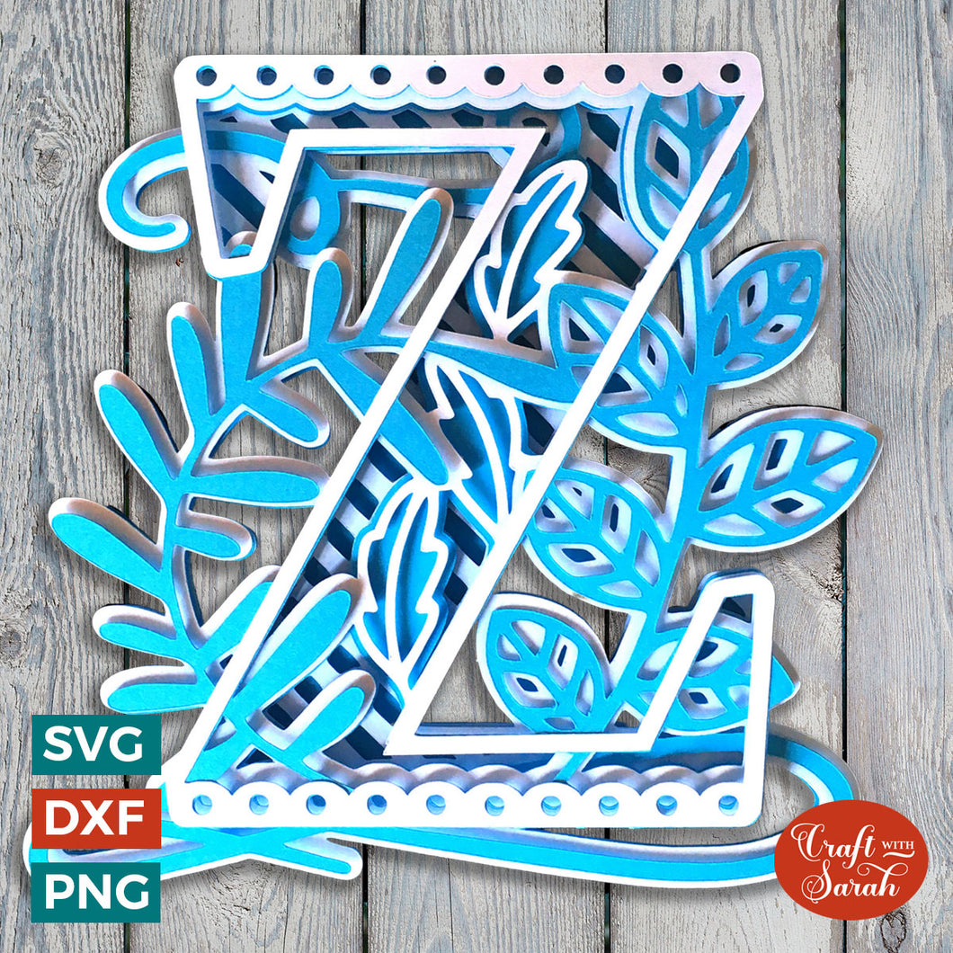 Letter Z Layered SVG | 3D 'Z' Letter Cutting File