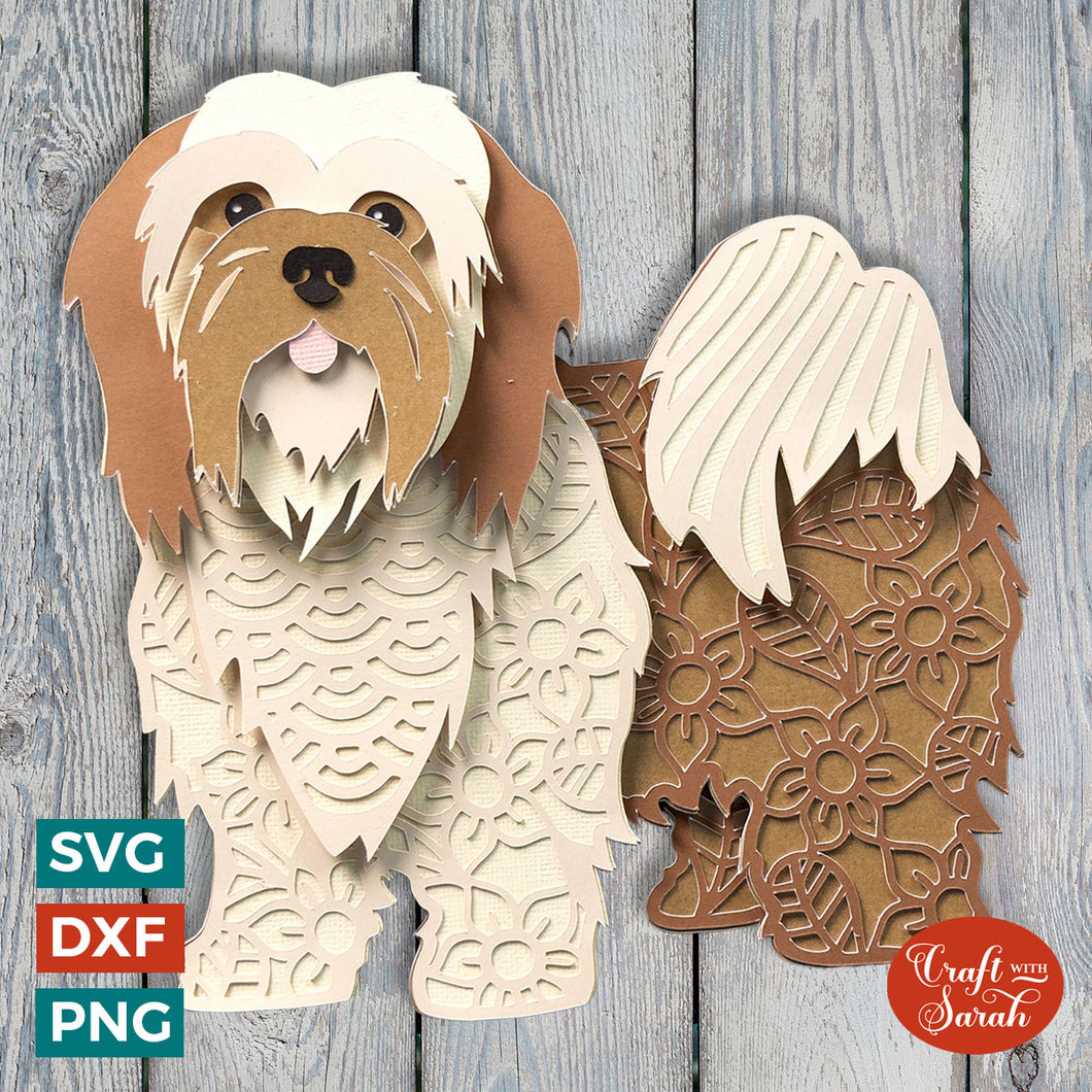 Lhasa Apso SVG | Layered Small Fluffy Dog Cutting File