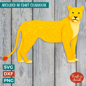 Lioness SVG | 3D Layered Female Lion SVG