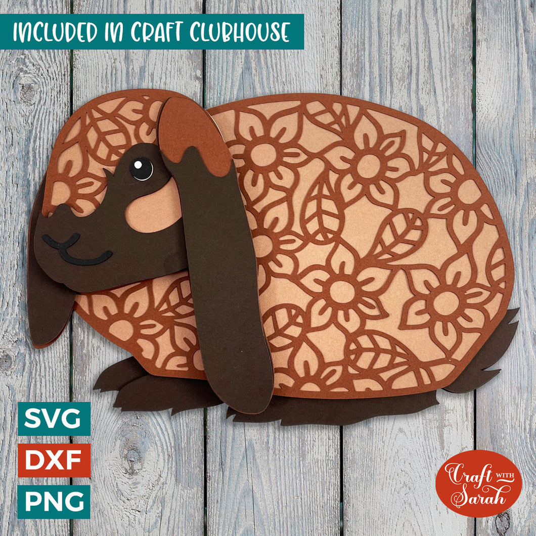 Rabbit SVG | Layered Lop Bunny Cutting File