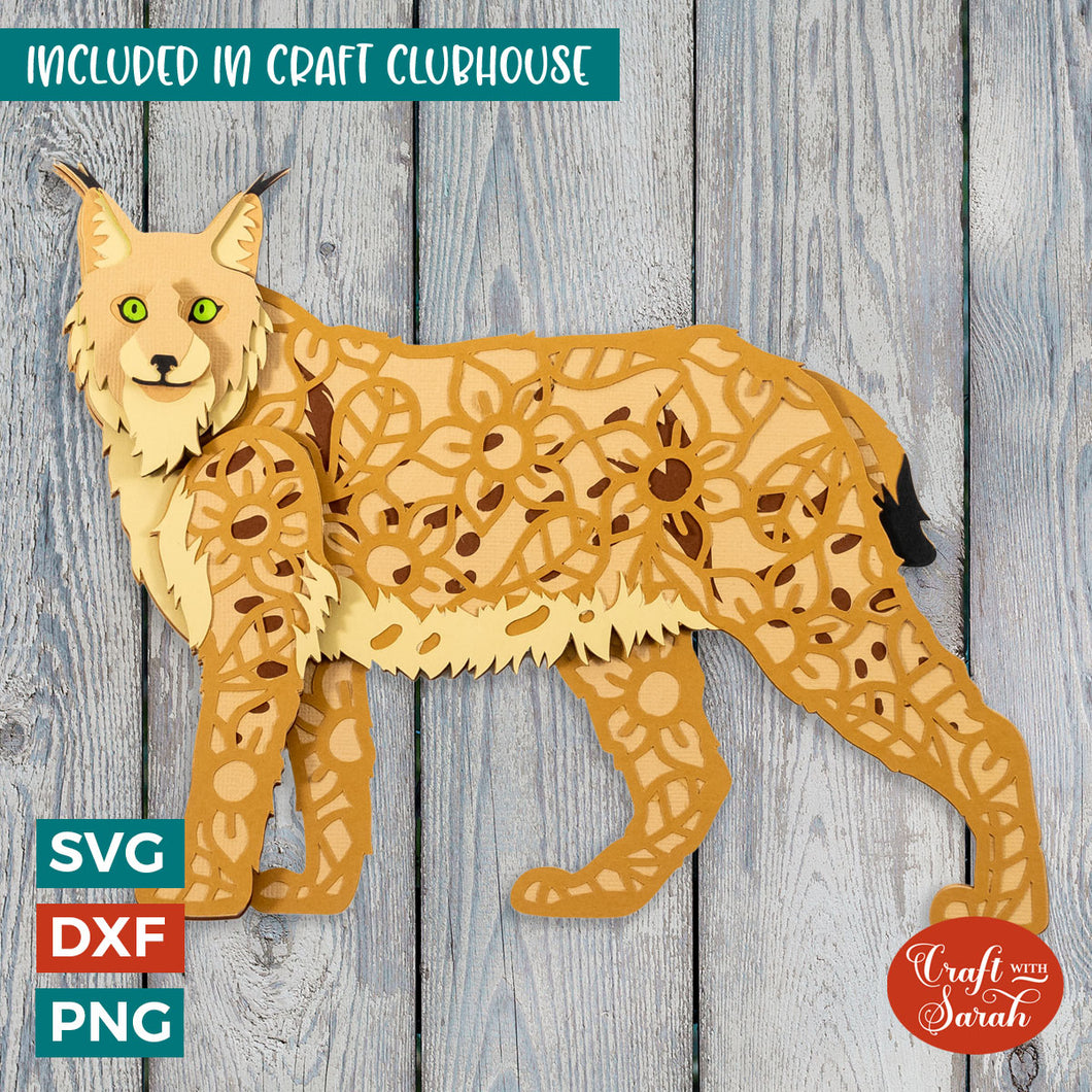 Lynx SVG | 3D Layered Lynx Cat SVG