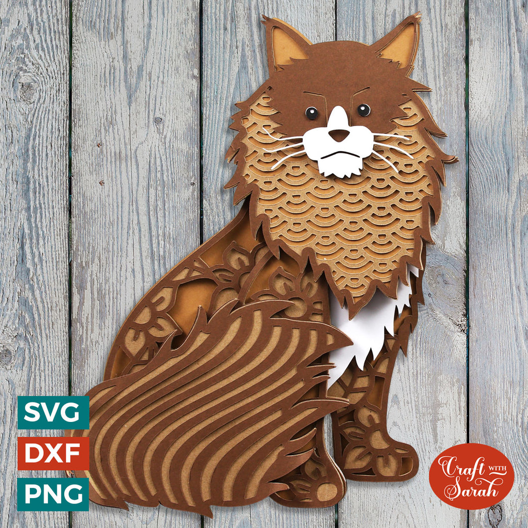Maine Coon Cat Layered SVG | Layered Maine Coon Cutting File