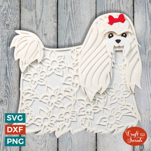 Maltese Dog SVG | Long-Hair / Show Style Maltese Cutting File