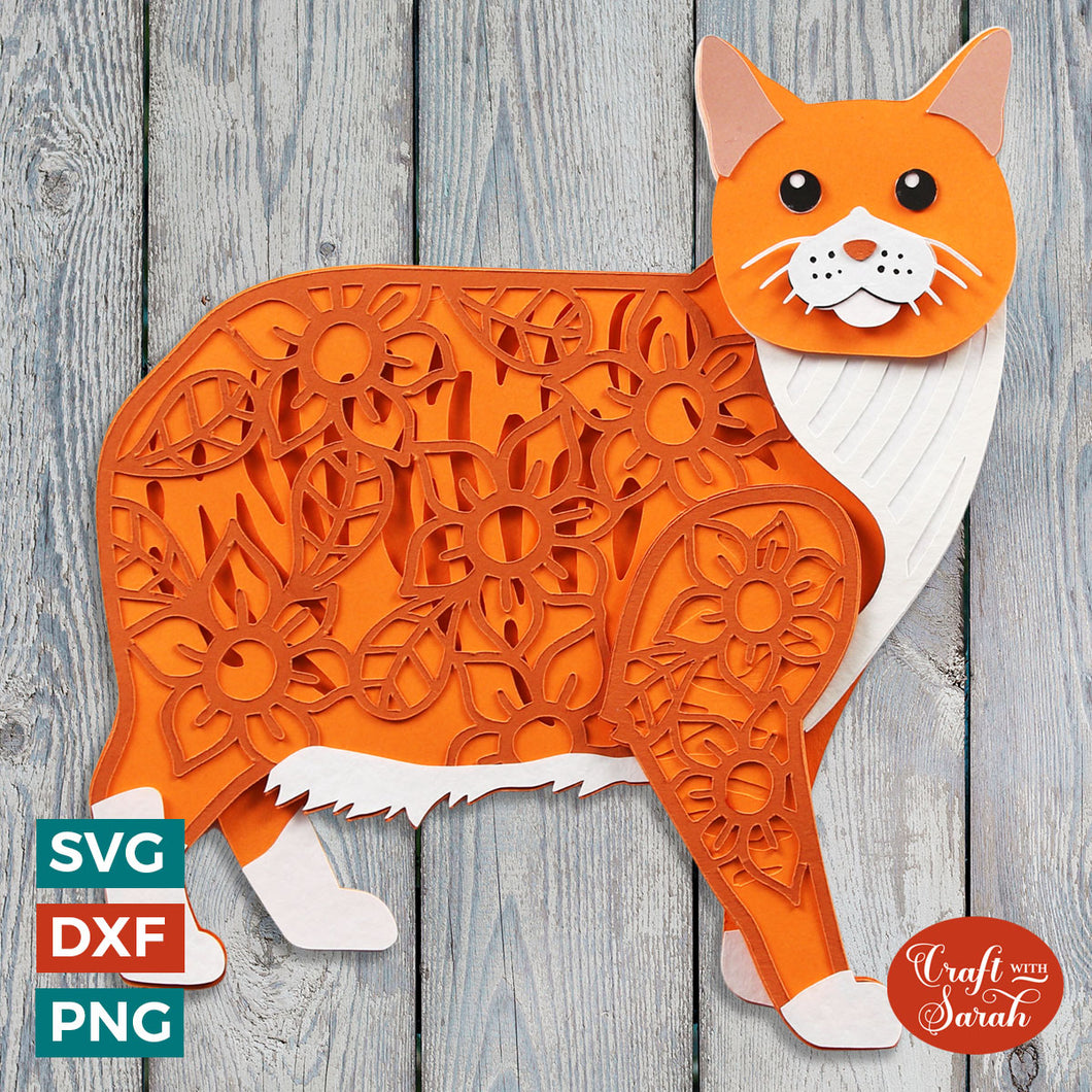 Manx Layered SVG | Layered Manx Cat Cutting File