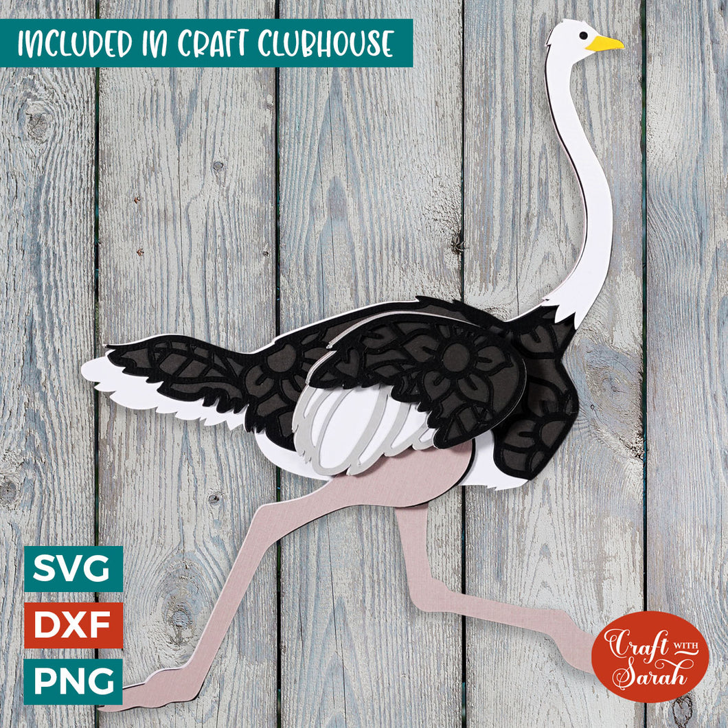 Ostrich SVG | 3D Layered Ostrich SVG