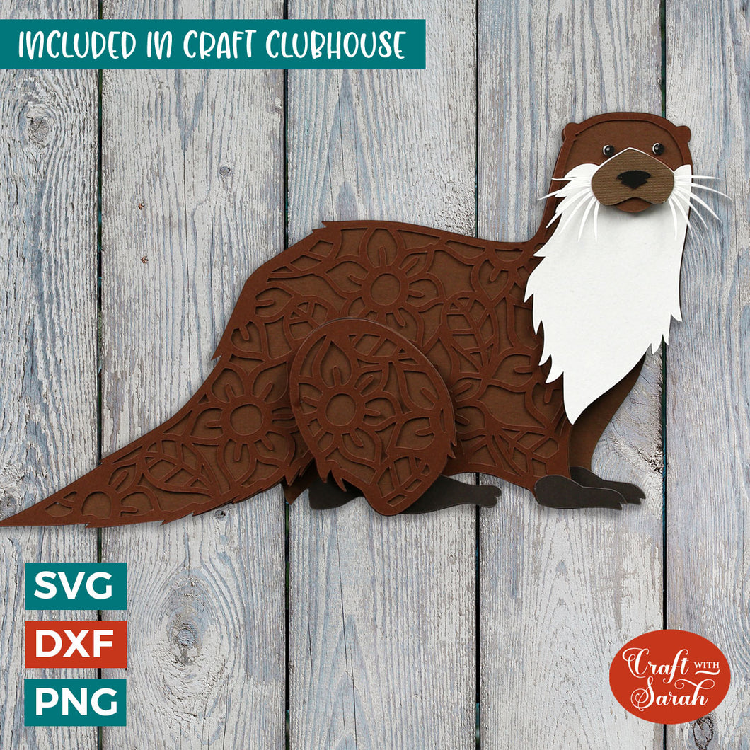 Otter SVG | Layered Woodland Otter Cutting File