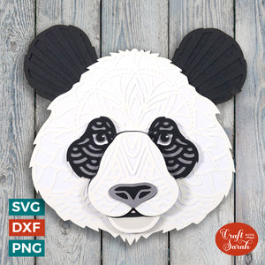 Panda Mandala Head SVG | Layered Panda Mandala Head Cutting File