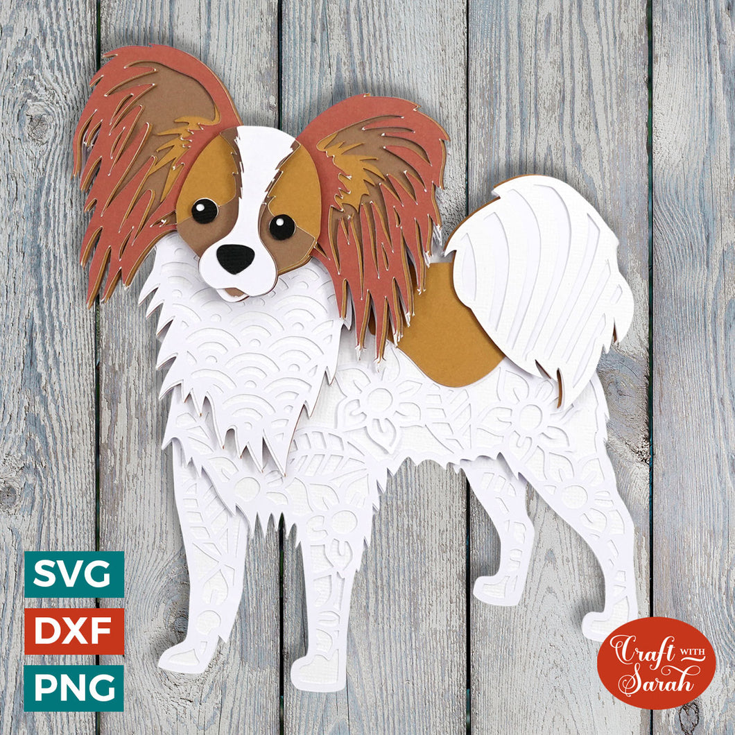 Papillon Dog SVG | Layered Papillon Cutting File