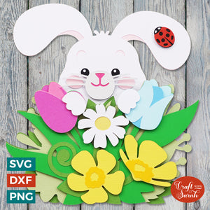 Peeking Bunny Layered SVG | 3D Easter Bunny SVG