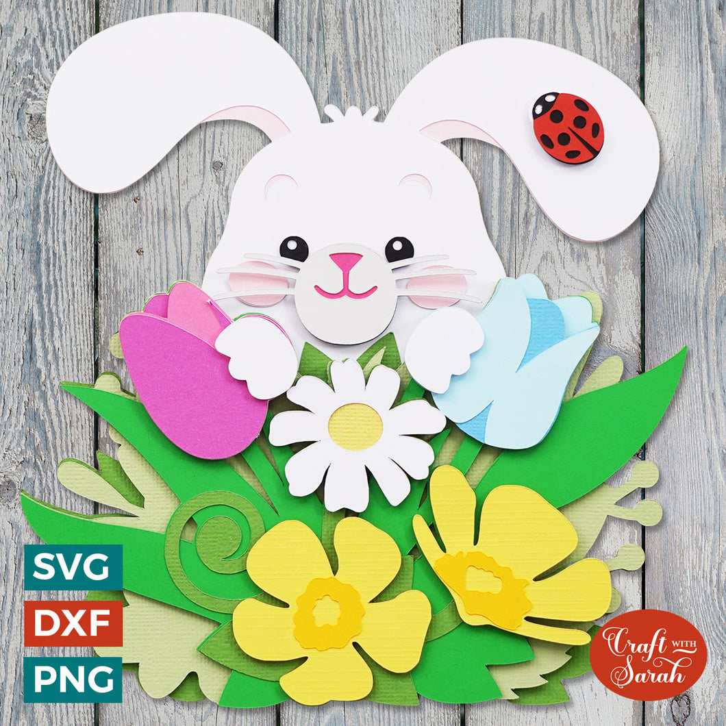 Peeking Bunny Layered SVG | 3D Easter Bunny SVG