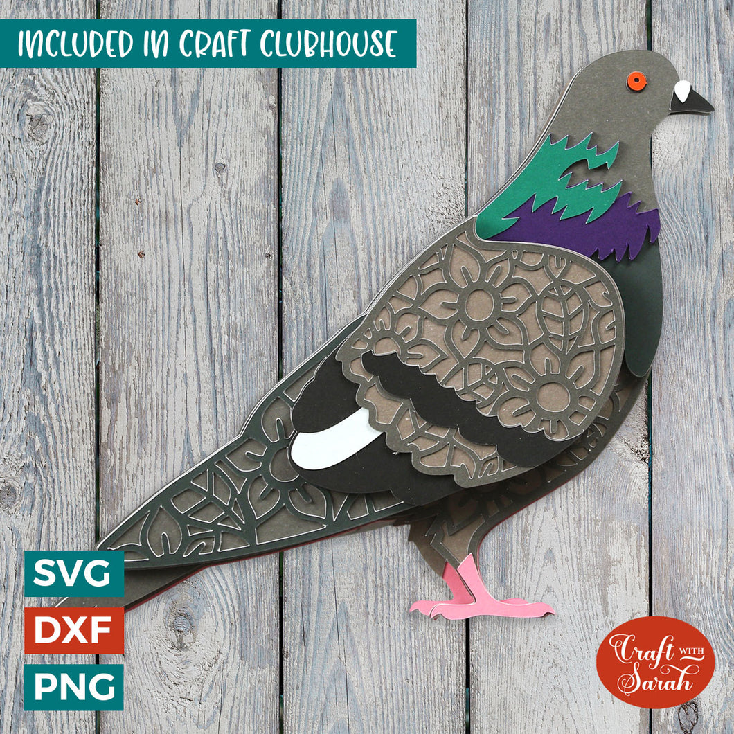 Pigeon SVG | Layered Rock Pigeon Bird Cutting File