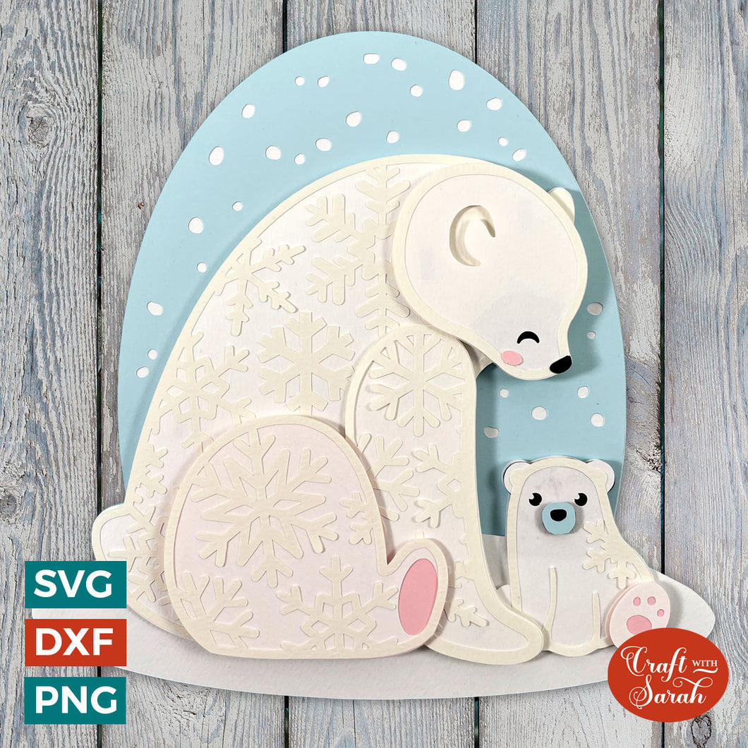 Polar Bears SVG | Parent & Baby Polar Bears Layered SVG