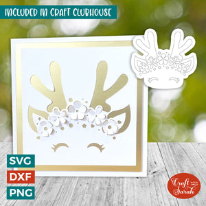 Popout Reindeer Crown Card | "Cut & Fold" Greetings Card