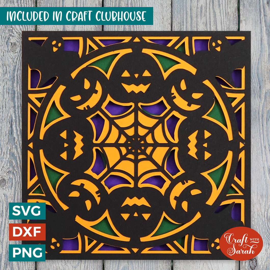Happy Halloween Mandala Greetings Card | Halloween Card SVG