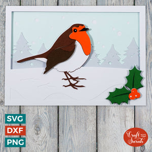 Winter Robin Greetings Card Cut File