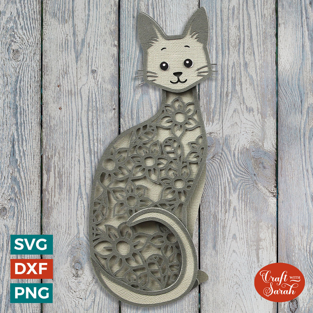 Russian Blue Cat Layered SVG | Layered Russian Blue Cat Cutting File