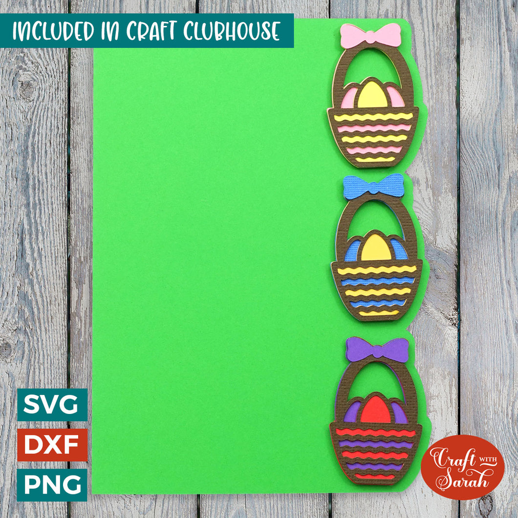 Easter Baskets Greetings Card | Side Edge Easter Card SVG