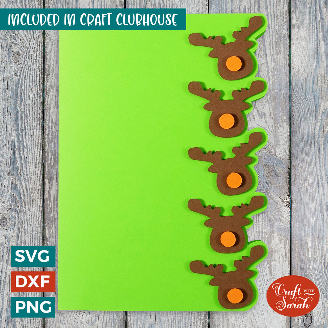 Christmas Reindeer Head Greetings Card | Christmas Side-Edge Card