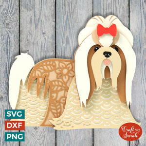 Shih Tzu SVG | Layered Show Style Shih Tzu with Hair Bow Cutting File