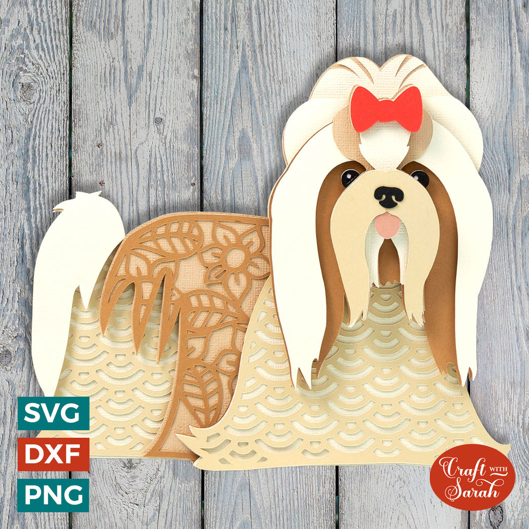 Shih Tzu SVG | Layered Show Style Shih Tzu with Hair Bow Cutting File