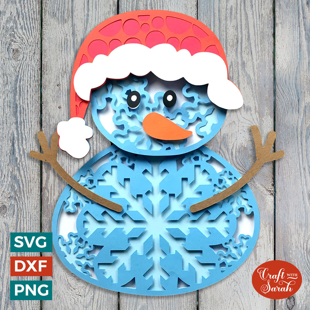 Christmas Snowman SVG | Layered Snowman Cutting File