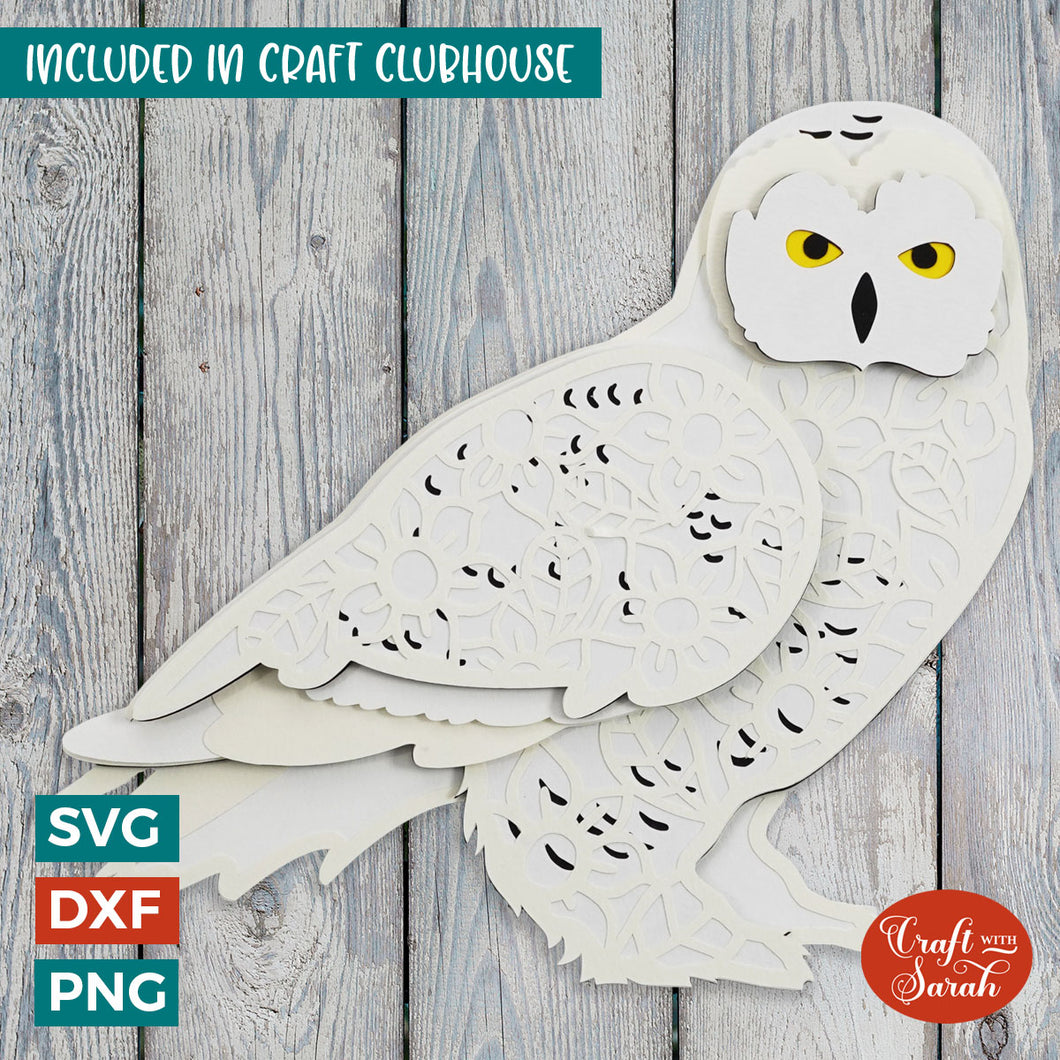 Snowy Owl SVG | Layered Snowy Owl Cutting File