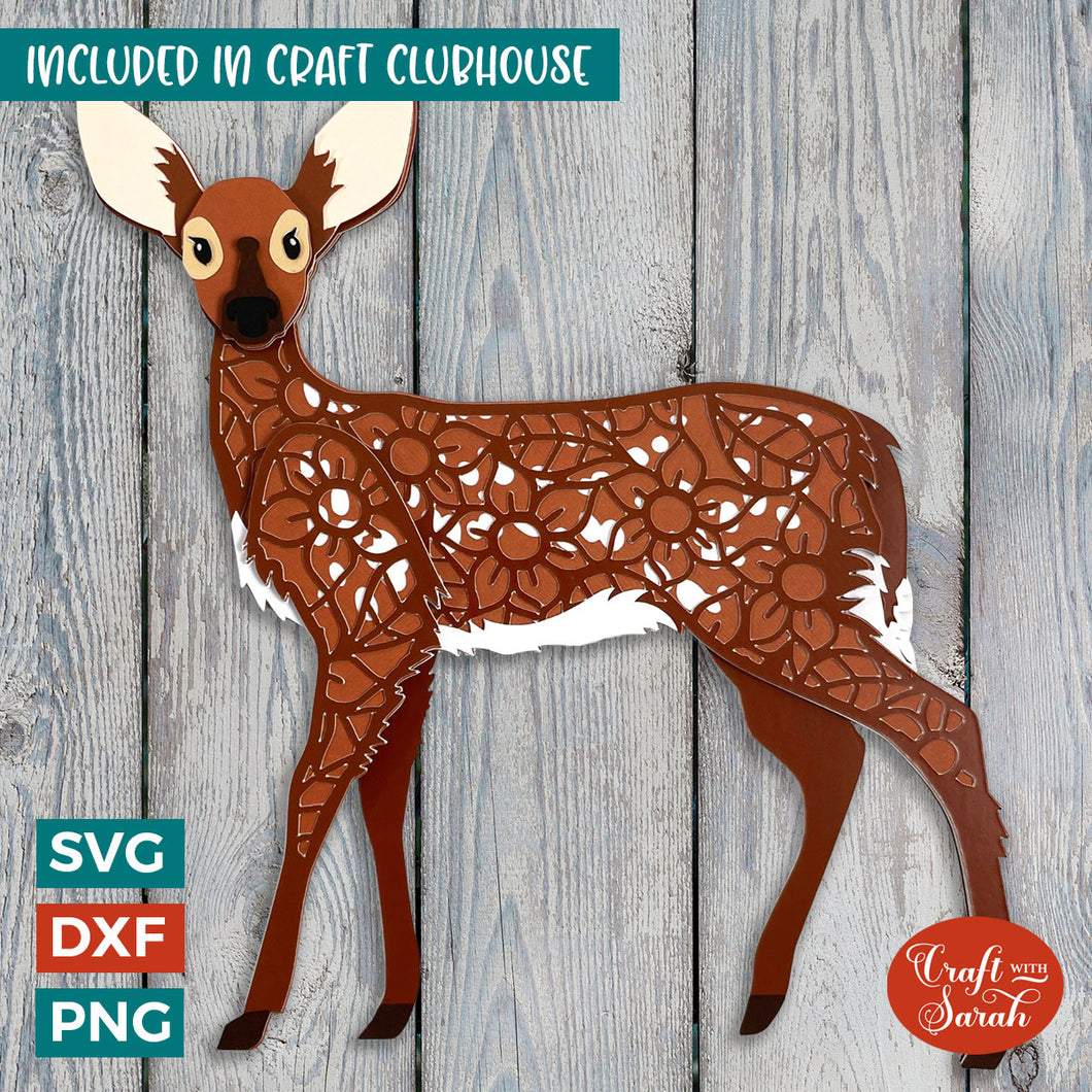 Spotted Fawn SVG | Layered Woodland Baby Deer Cutting File