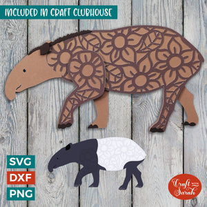 Tapir SVG | 3D Layered Tapir Rainforest Animal SVG