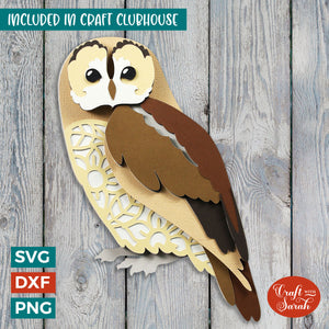 Owl SVG | Layered Woodland Tawny Owl Cutting File