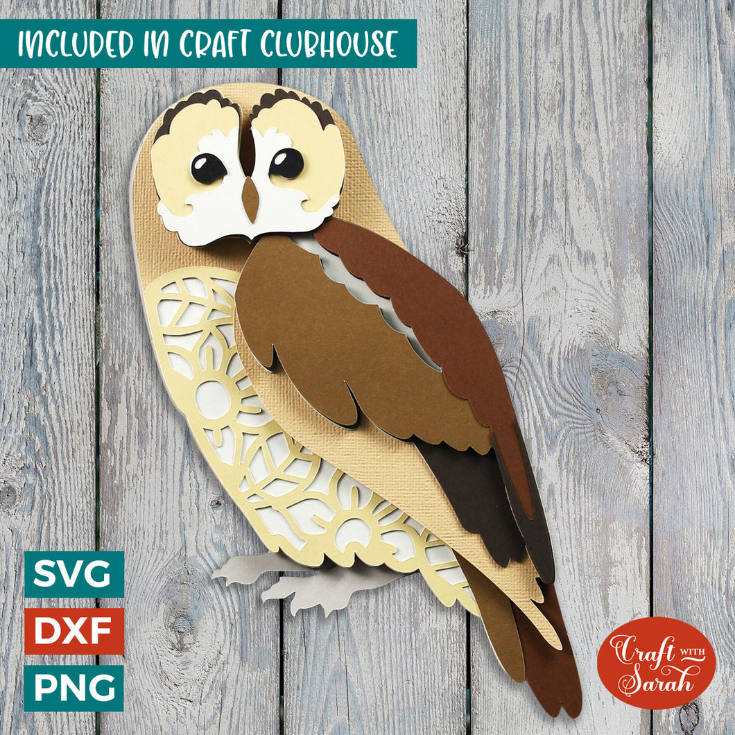 Owl SVG | Layered Woodland Tawny Owl Cutting File