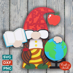Teacher Gnome SVG | Layered Female Teacher Gnome SVG