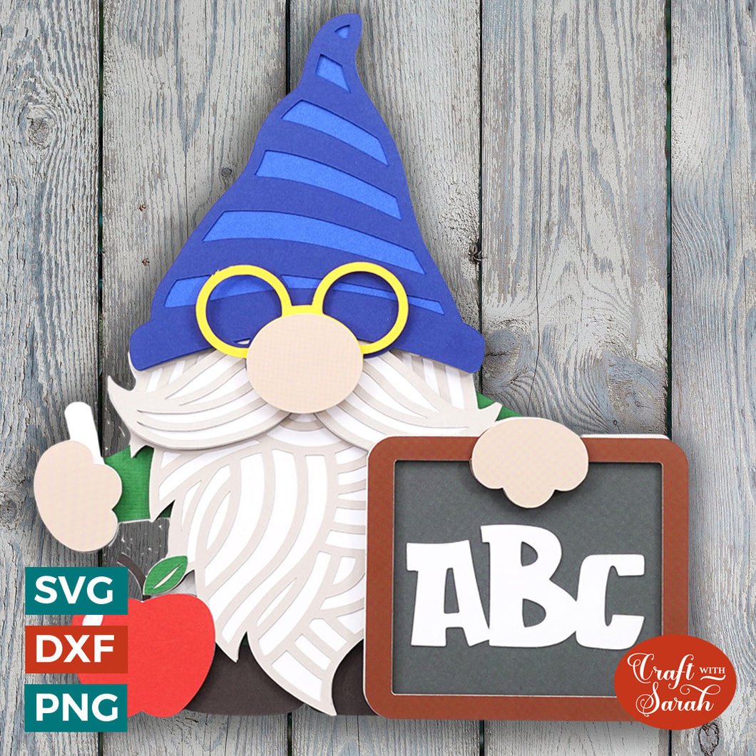 Teacher Gnome SVG | Layered Male Teacher Gnome SVG