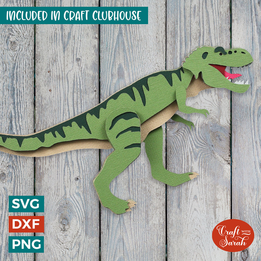 Tyrannosaurus Rex SVG | Layered T-Rex Dinosaur Cutting File