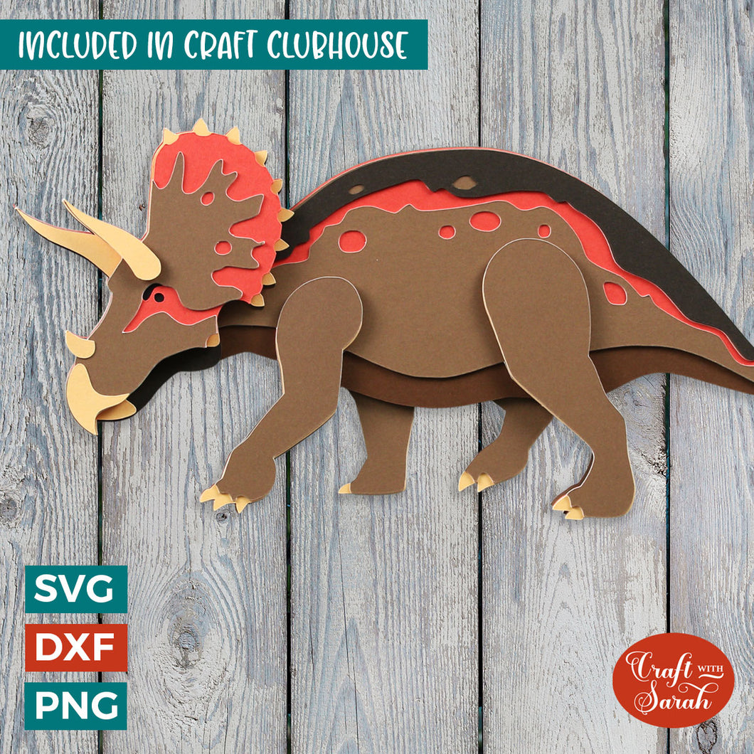 Triceratops SVG | Layered Triceratops Dinosaur Cutting File