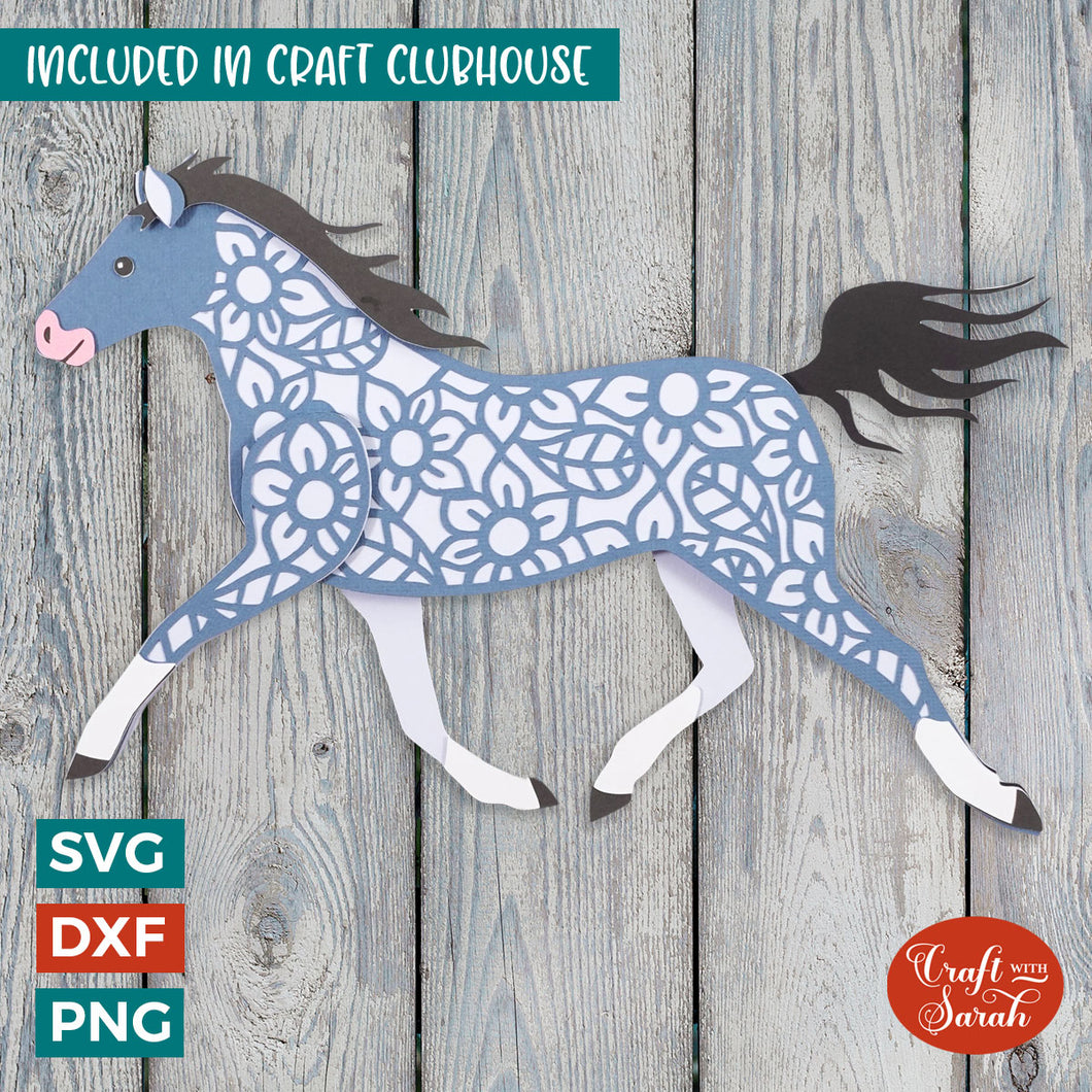Trotting Horse SVG | 3D Layered Horse Cutting File