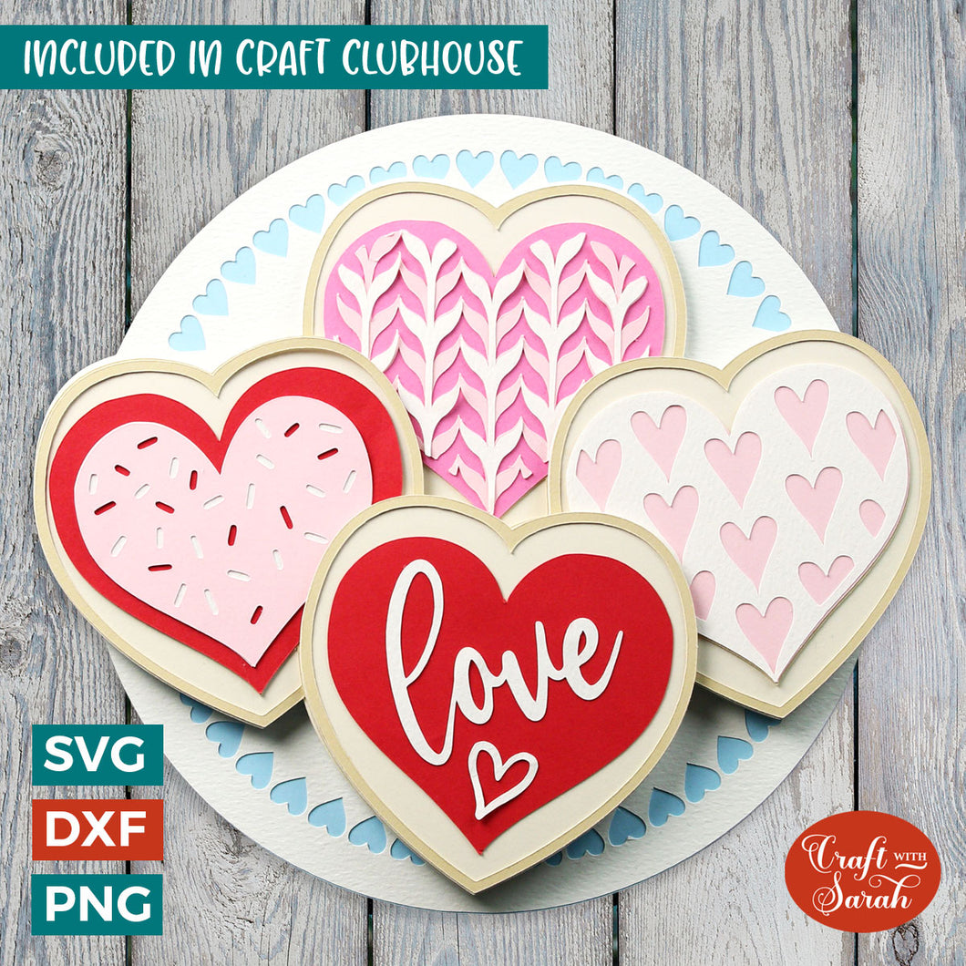 Valentine's Day Cookies SVG File | Layered Iced Biscuits Cutting File