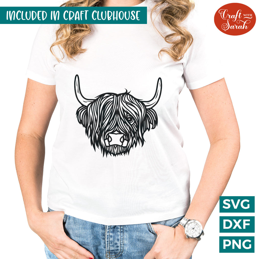 Highland Cow Mandala Head SVG |  Vinyl Version