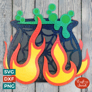 Witch's Cauldron Layered SVG | Halloween Cauldron Cutting File