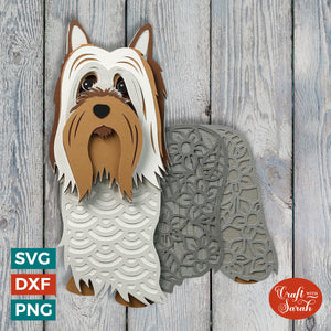 Yorkshire Terrier SVG (Long Hair) | Layered Yorkie Cutting File