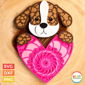 Dog with Heart SVG | Layered Valentine's Day Dog Cutting File