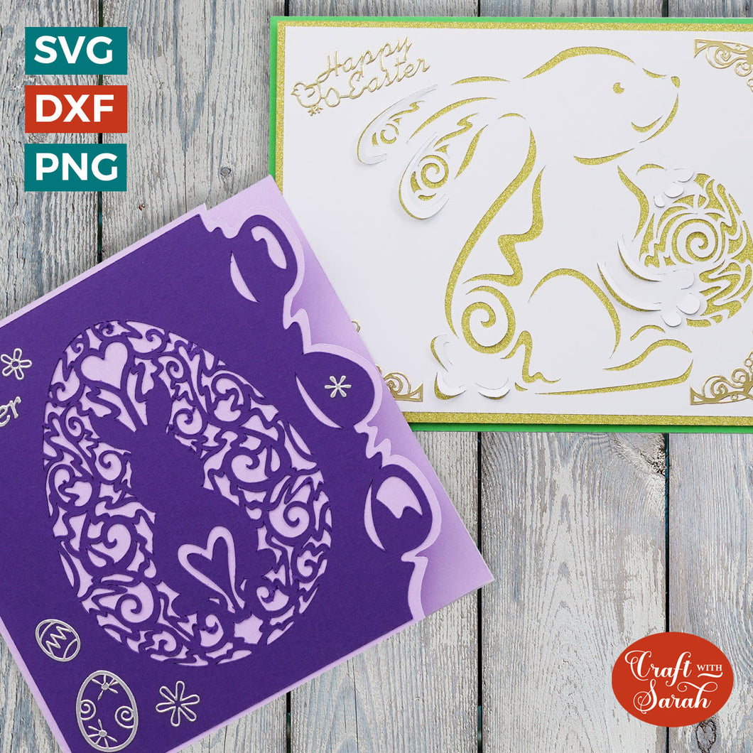 Easter Cutout Card SVGs | Two Easter Bunny Cards