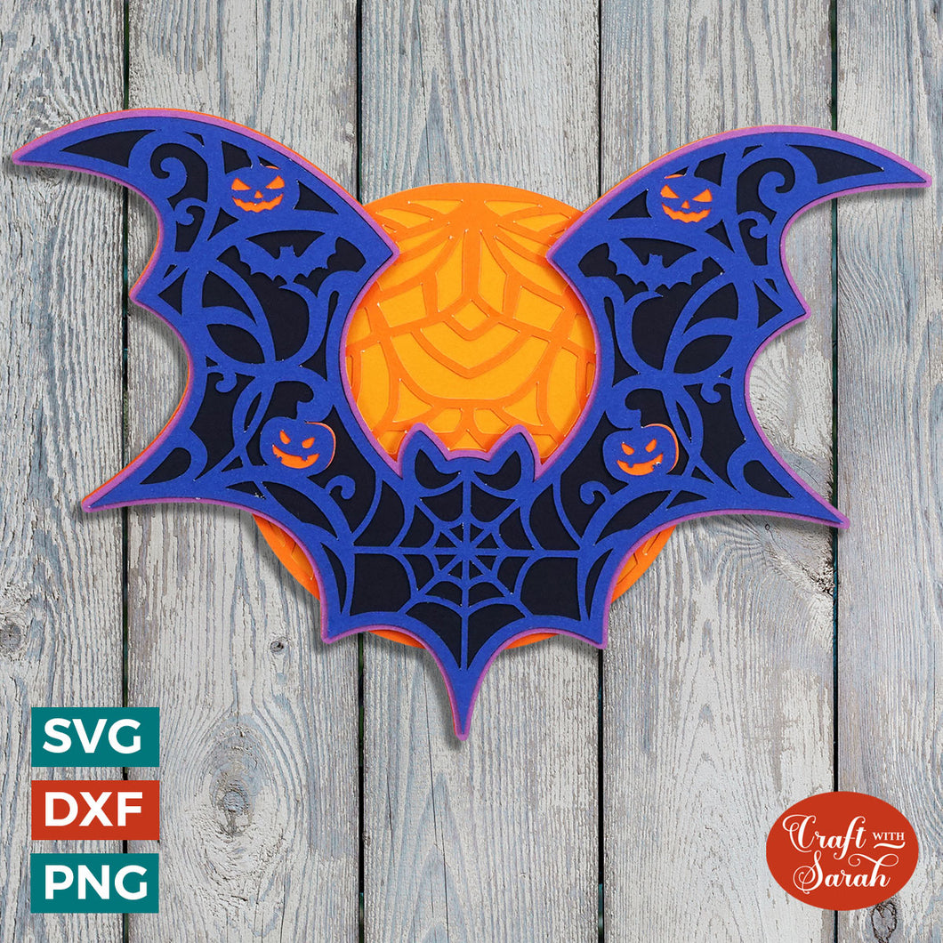 Mandala Bat Layered SVG | 3D Halloween Bat SVG