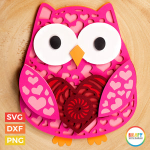 Owl SVG | Layered Valentine's Day Owl Cutting File