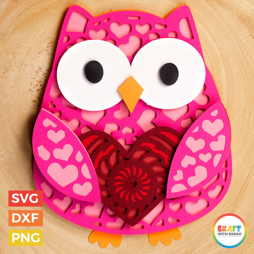 Owl SVG | Layered Valentine's Day Owl Cutting File
