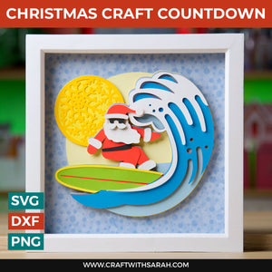 Surfing Santa SVG | Layered Summer Christmas Cutting File