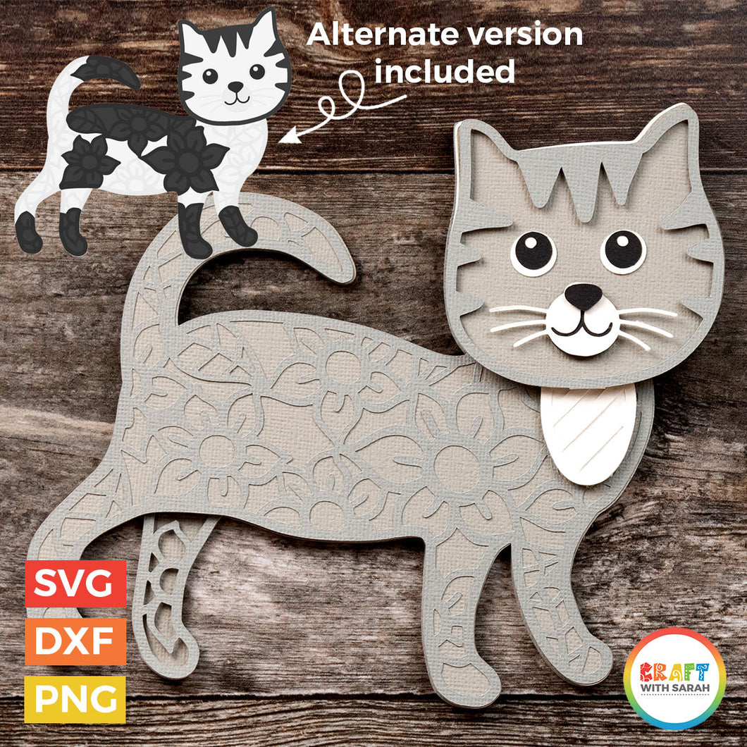 Walking Cat Layered SVG | Layered Shorthaired Cat Cutting File